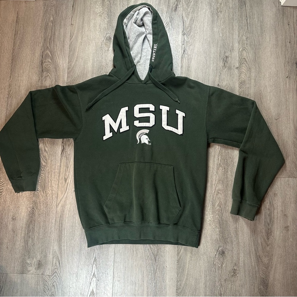 Y2K OVB Michigan State  Hoodie Mens Small Green NCAA Football 90's Spell Out